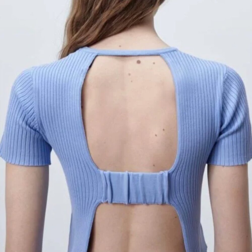 Zara Ribbed Open Back Top